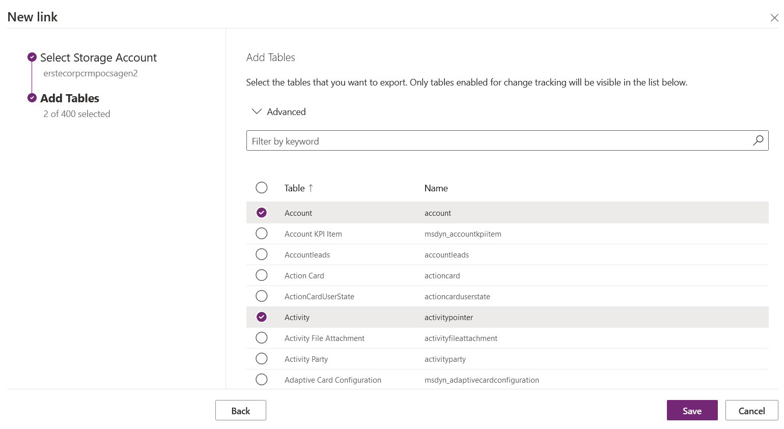 Azure Synapse Link Tables